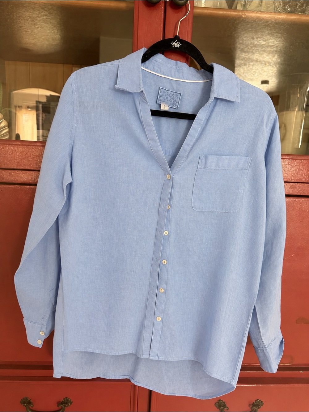 Sigrid Olsen Light Blue Casual Button-Down Shirt 100% linen